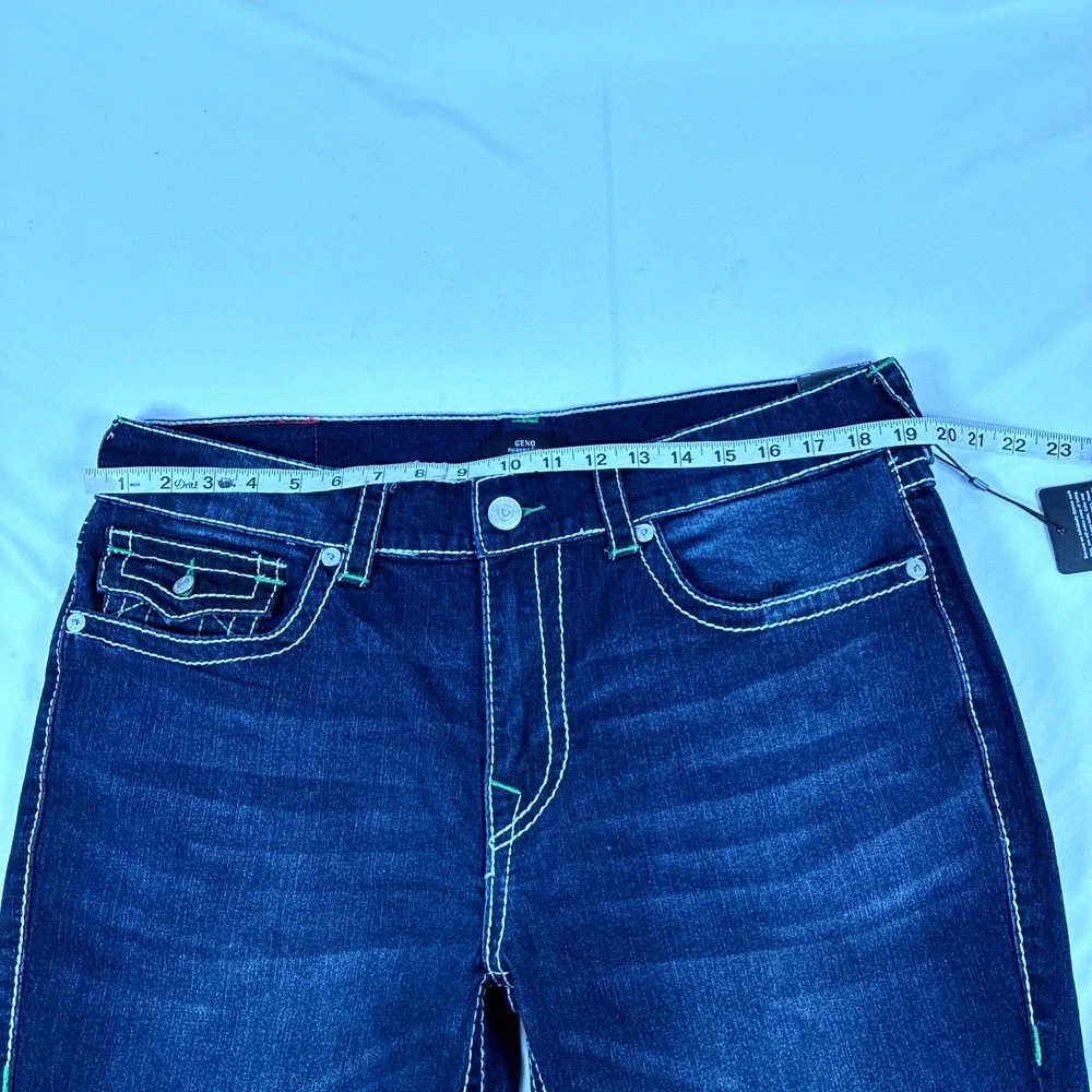 New Mens True Religion Geno Big T Flap Relaxed Slim Jeans Size 36x32